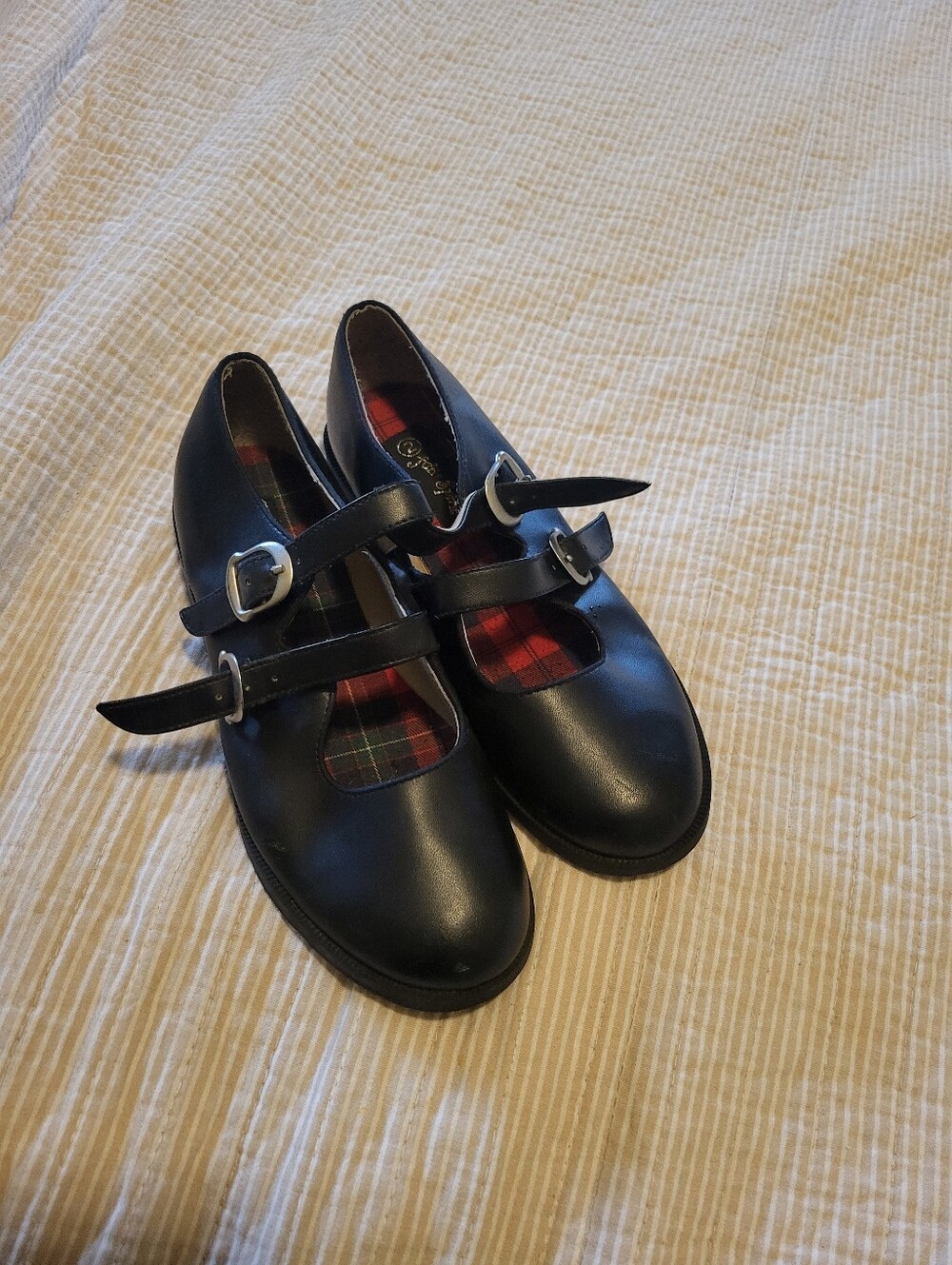 Girls Black Double Buckle Shoes
